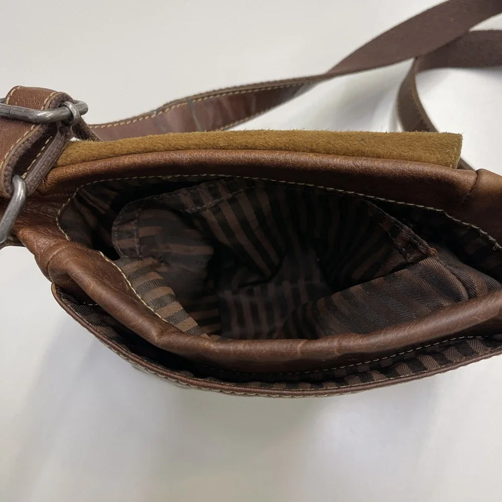 JACK‎ GEORGES Brown Distressed Leather Saddlebag Crossbody Handbag Boho Purse